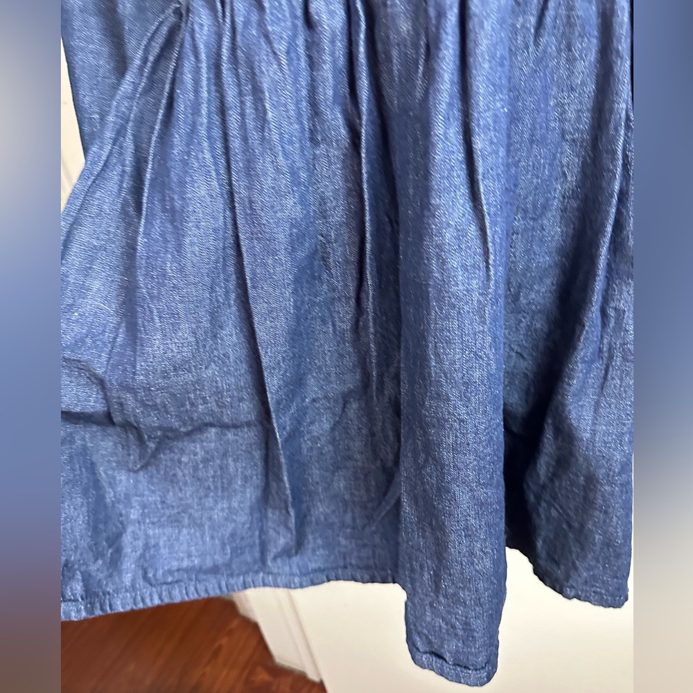 J.Crew 100%Cotton Smocked Fitted Bodice Long Puff Sleeve Chambray PullOn Dress S - Picture 10 of 16